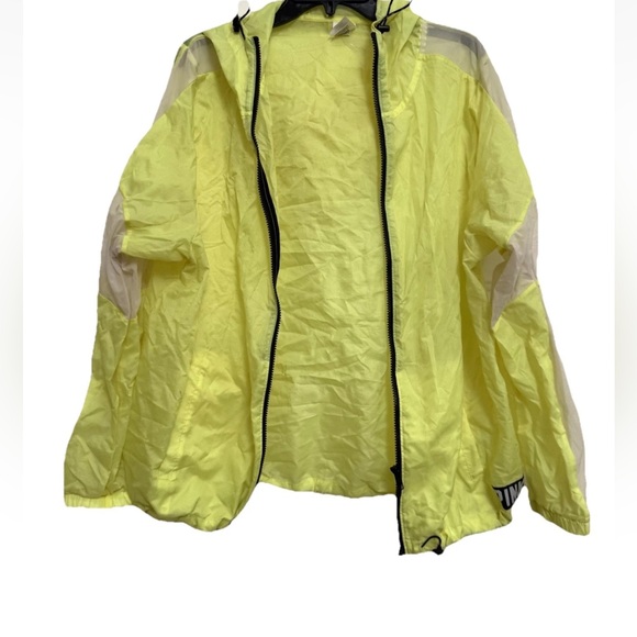 Victoria's Secret Pink windbreaker jacket with sheer sleeves Neon Yellow M - Picture 2 of 7